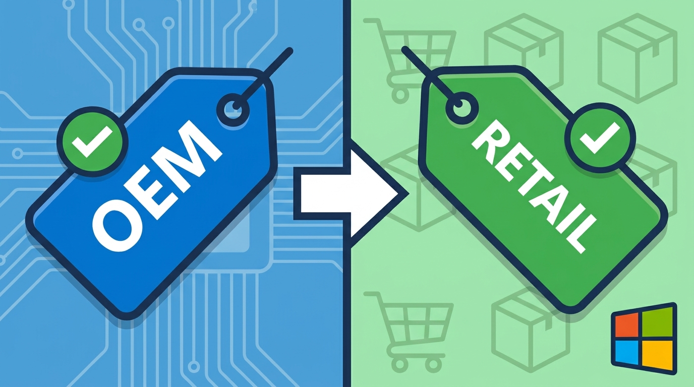 Licencia OEM vs Retail: Qué clave de Windows comprar 5 Comparação entre a licença OEM e a licença de retalho do Windows
